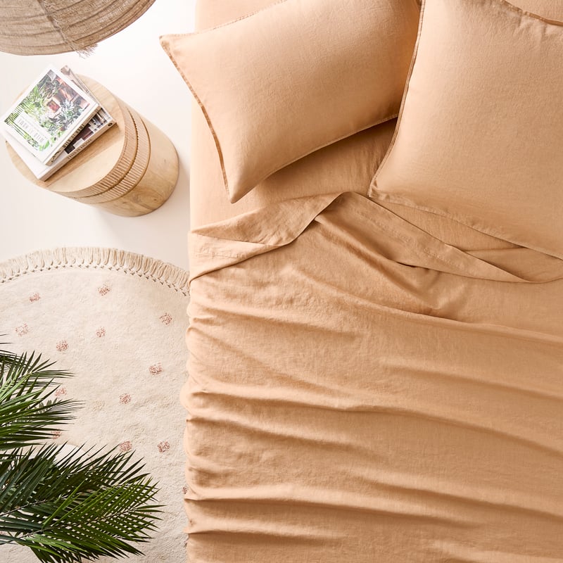 Vintage Washed Linen Egg Shell Sheet Separates