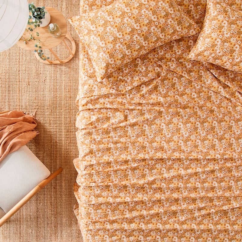 Gina Floral Mustard Printed Sheet Set