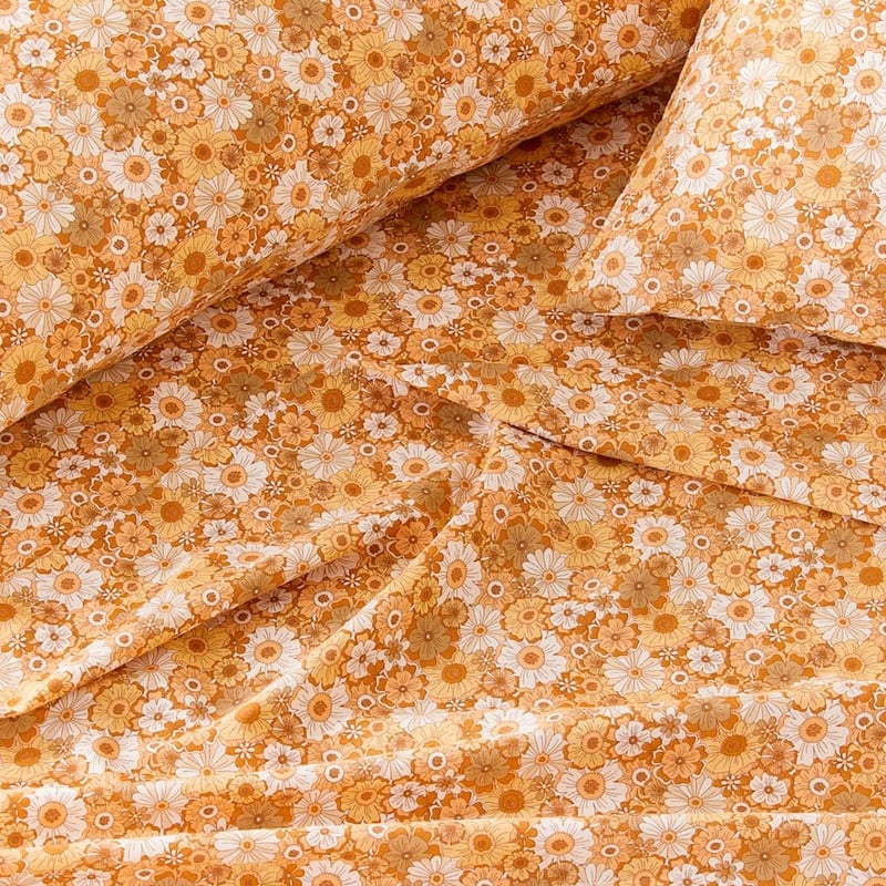 Gina Floral Mustard Printed Sheet Set