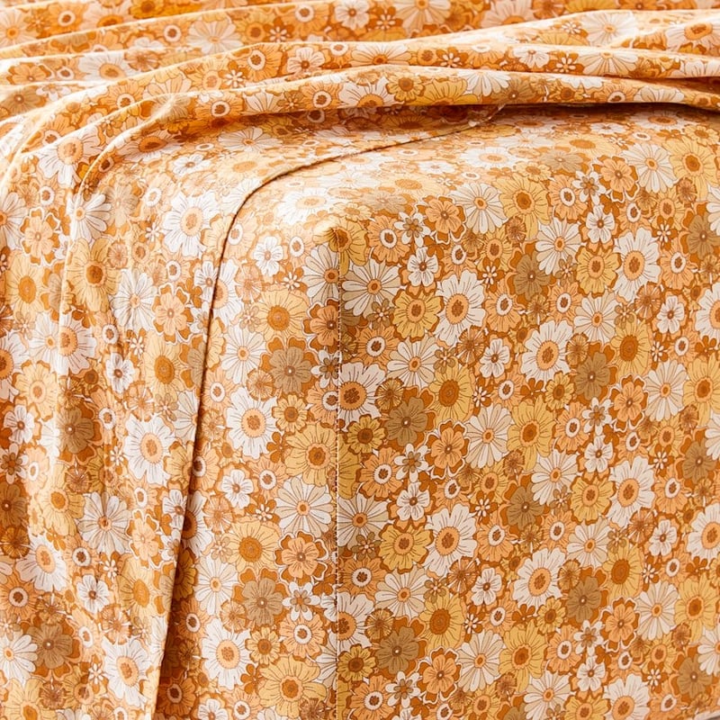 Gina Floral Mustard Printed Sheet Set