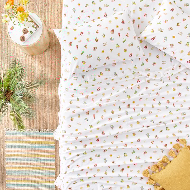 Printed Viva la Vita White Sheet Set