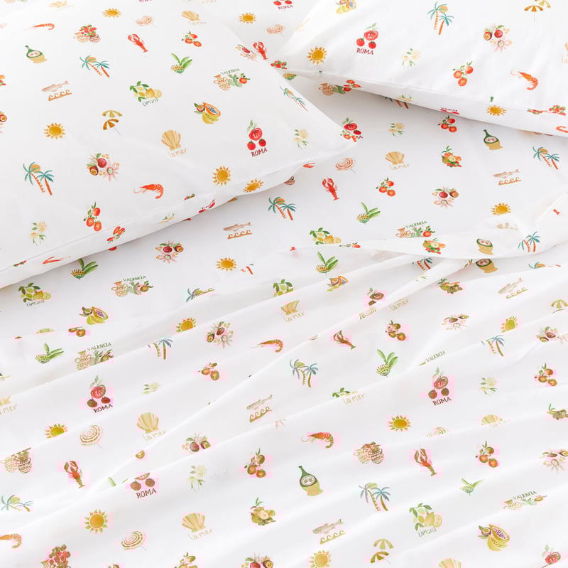 Printed Viva la Vita White Sheet Set