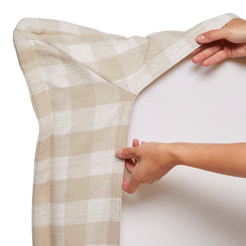 Stockholm Natural Check Bedhead Slip Cover