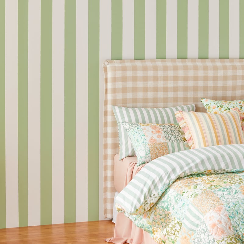 Stockholm Natural Check Bedhead Slip Cover