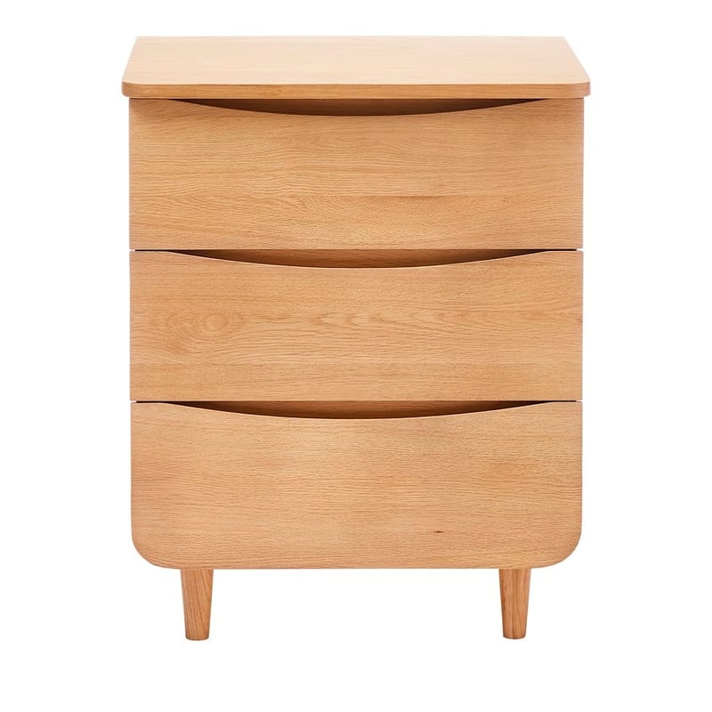 Loudin Oak 3 Drawer Bedside Table 