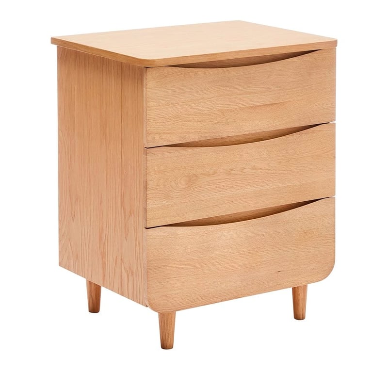 Loudin Oak 3 Drawer Bedside Table 