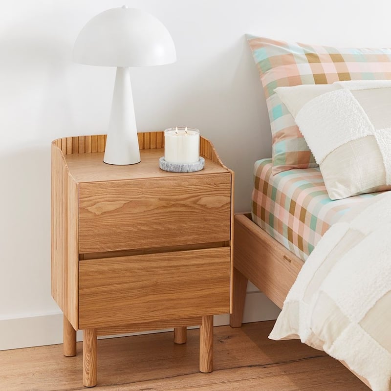 Everett Oak 2 Drawer Bedside Table