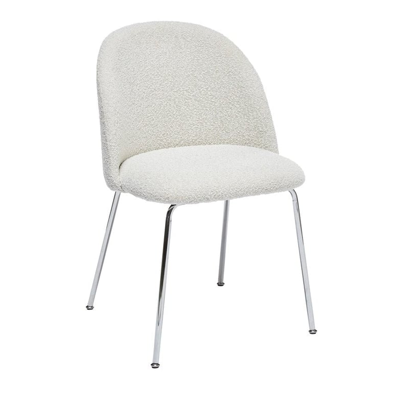 Otis Snow Boucle & Chrome Dining Chair Set of 2 