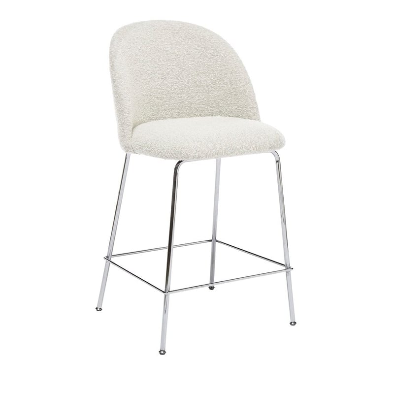 Otis Snow Boucle & Chrome Counter Stool