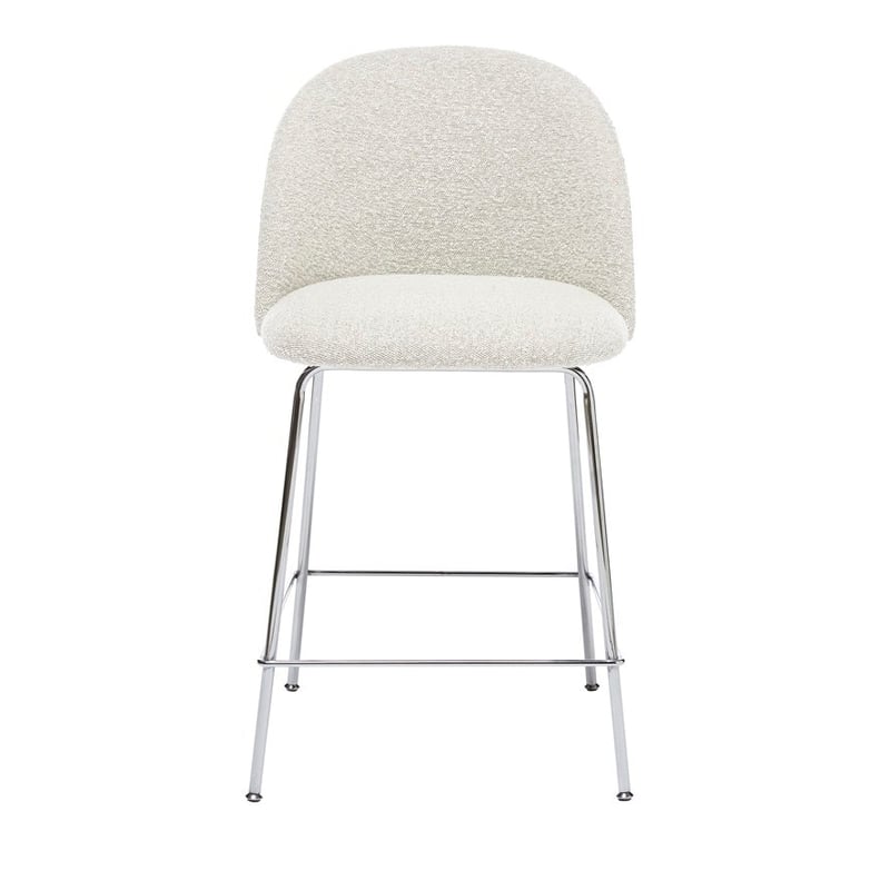 Otis Snow Boucle & Chrome Counter Stool