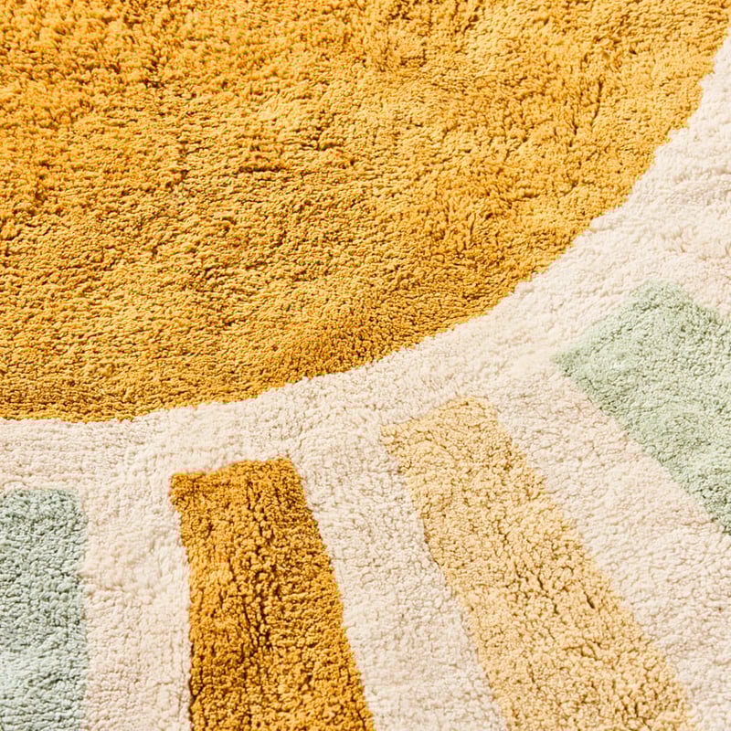 Retro Sun Sage & Ochre Multi Round Rug
