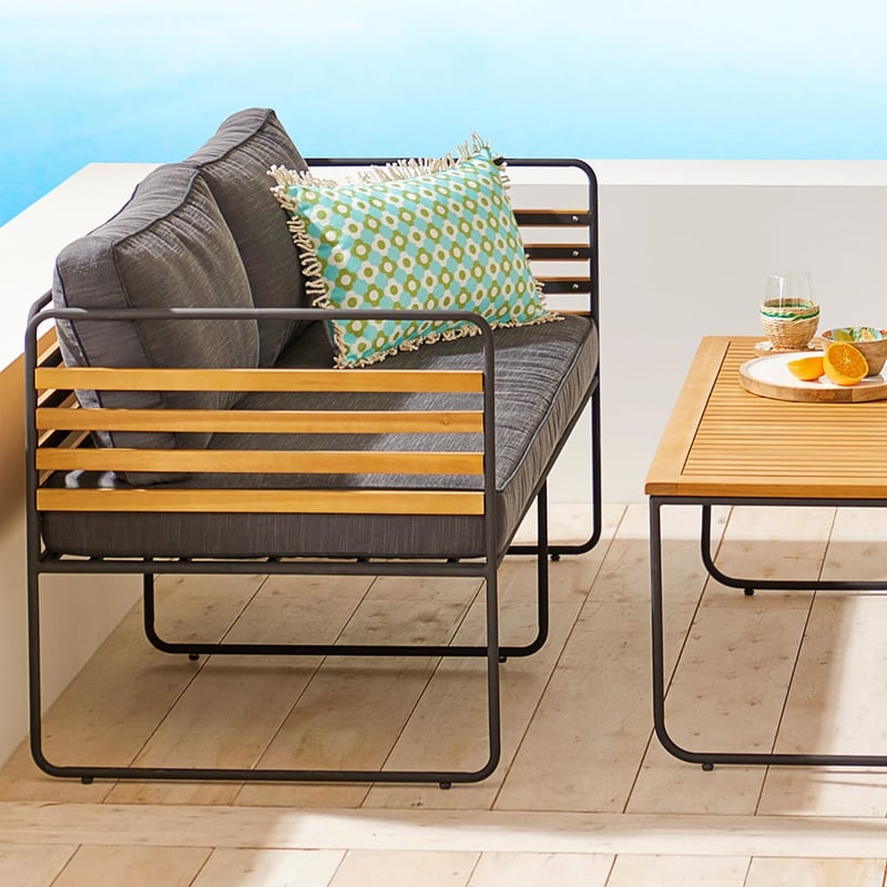 Torino Charcoal & Black Metal Outdoor 2 Seater Chair