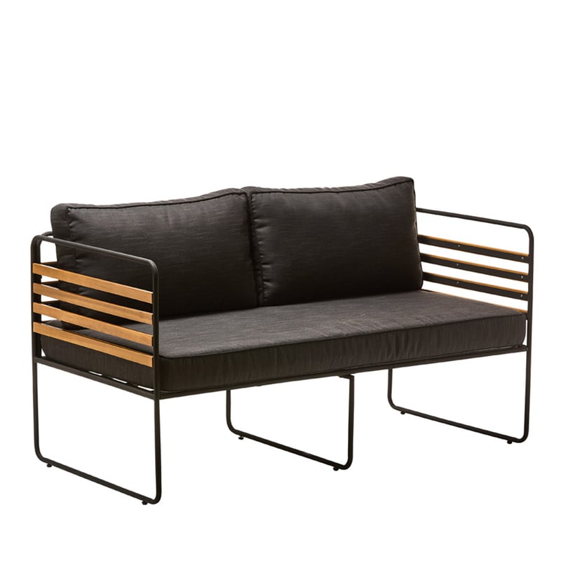 Torino Charcoal & Black Metal Outdoor 2 Seater Chair