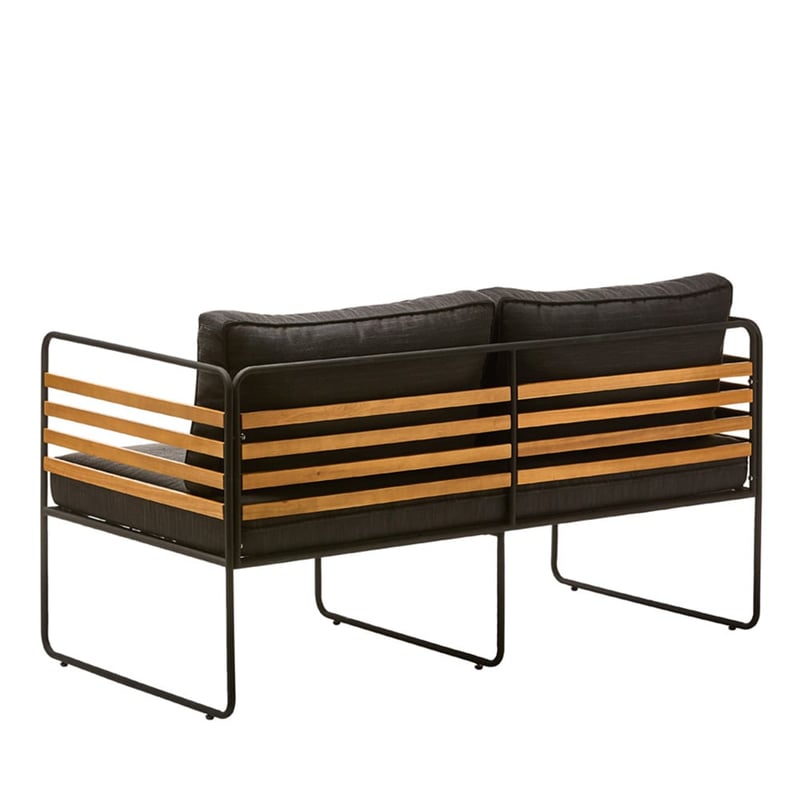 Torino Charcoal & Black Metal Outdoor 2 Seater Chair