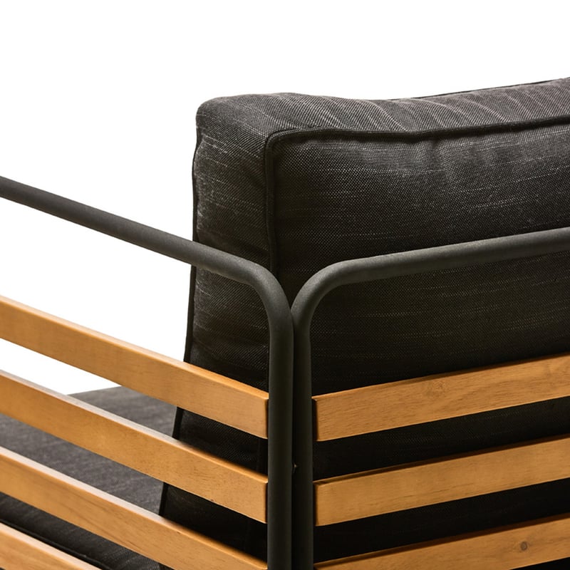 Torino Charcoal & Black Metal Outdoor 2 Seater Chair