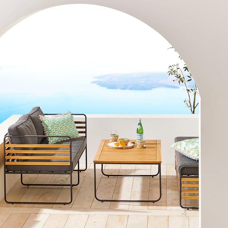 Torino Charcoal & Black Metal Outdoor 2 Seater Chair