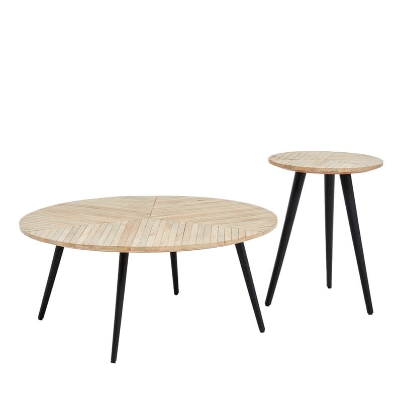 Orion Natural & Black Metal Side Table