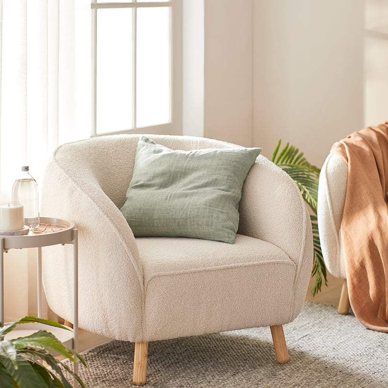 Juliette Vanilla Teddy 1 Seater Sofa