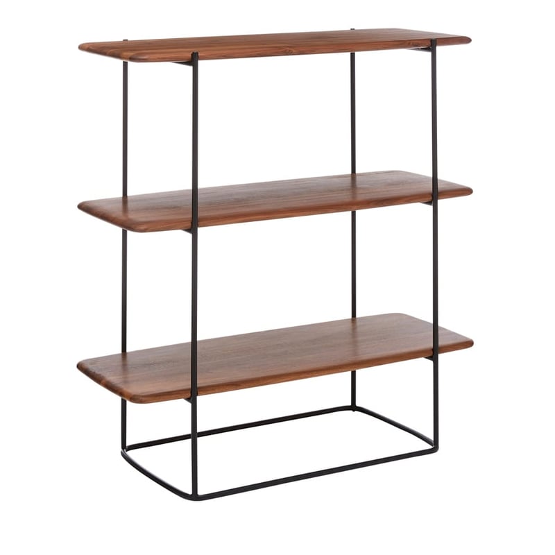 Hayward Walnut & Metal Single 3 Tier Shelving