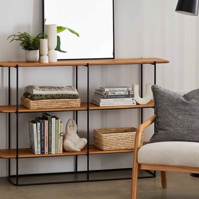 Hayward Oak & Metal Double 3 Tier Shelving