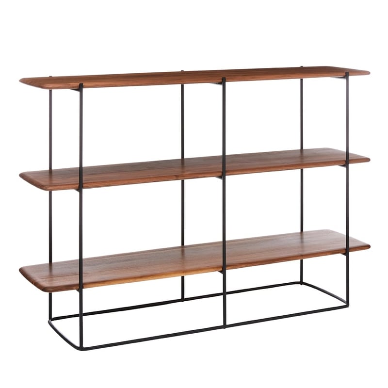 Hayward Walnut & Metal Double 3 Tier Shelving