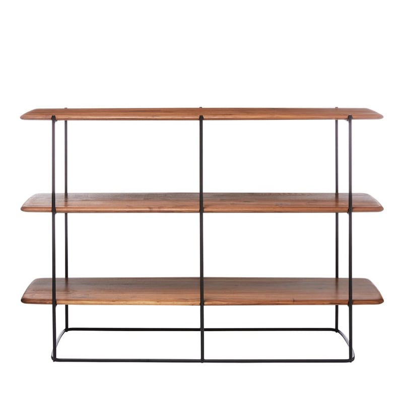 Hayward Walnut & Metal Double 3 Tier Shelving