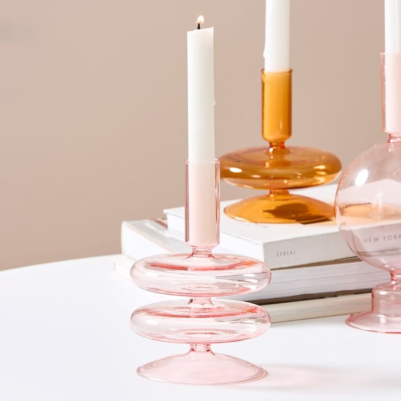 Merri Pink Short Layered Candle Holder