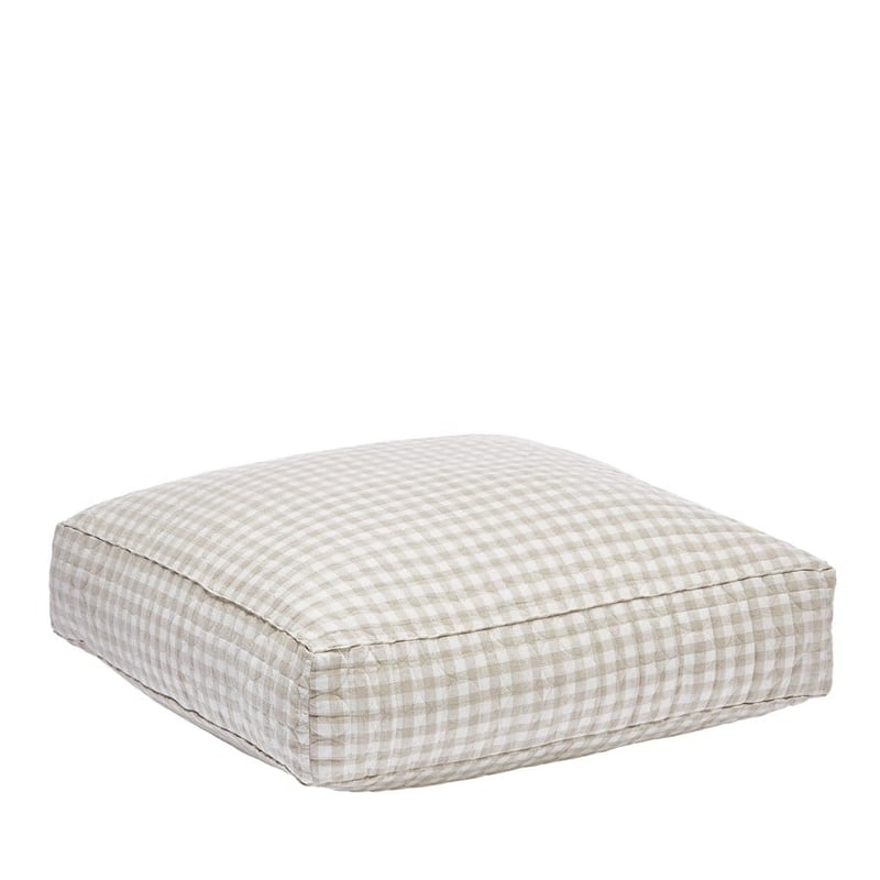 Vintage Washed Linen Linen Check Floor Cushion