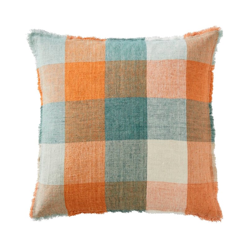 Rae Malmo Spice & Green Check Linen Cushion