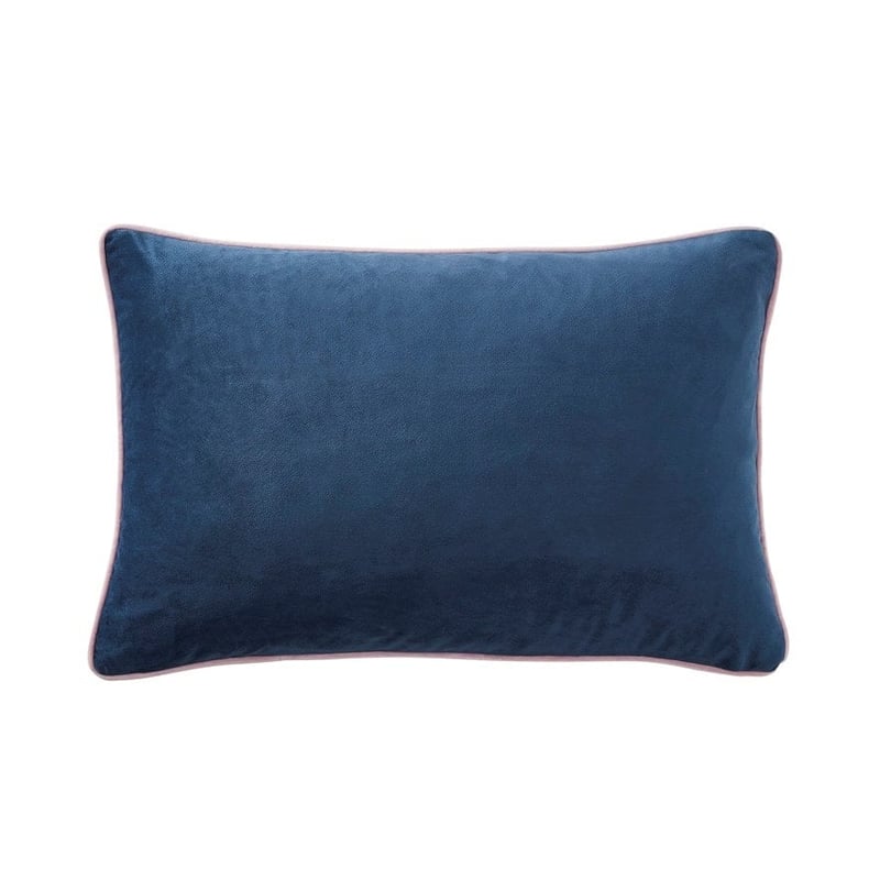 Munro Navy & Lilac Piped Velvet Cushion
