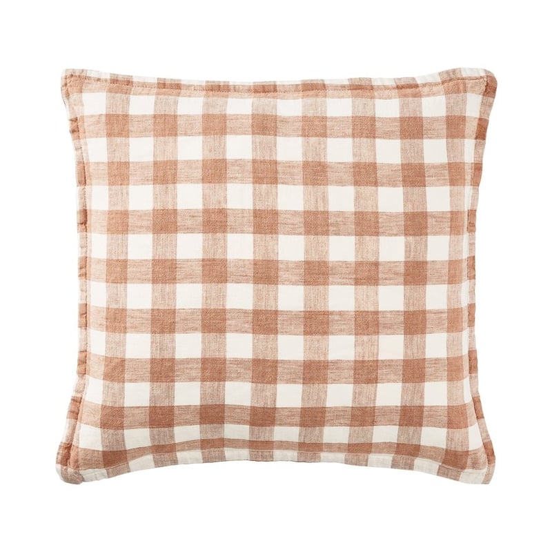 Belgian Desert Check Vintage Washed Linen Cushion