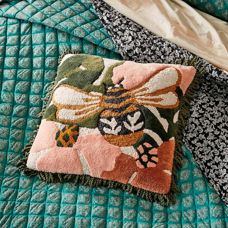 Bee Green Tufted Cushion 