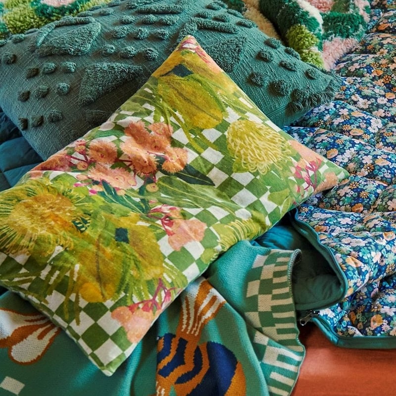 Nature is Waiting Green Long Linen Cushion