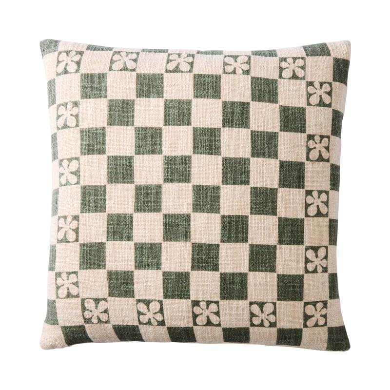 Daisy Check Forest & Natural Cushion
