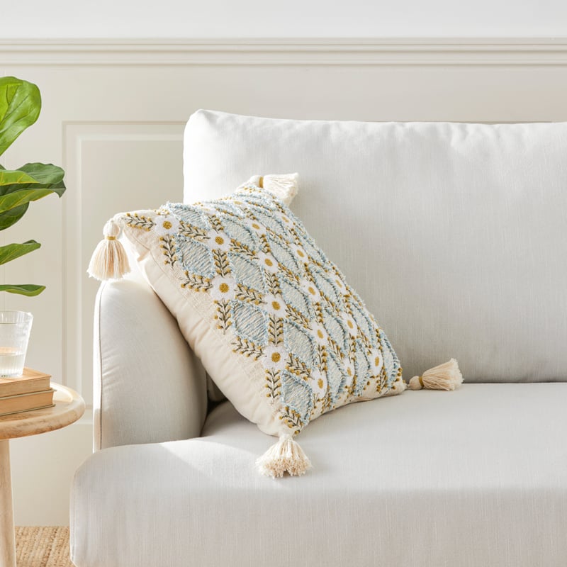 Daisy Floral Blue Cushion