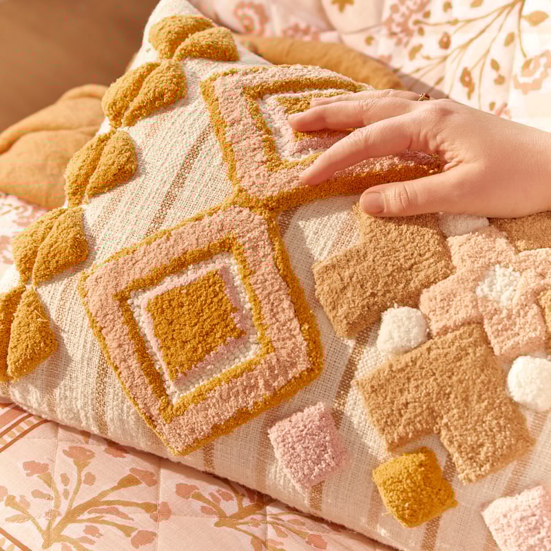 Caribbean Pink & Mustard Cushion