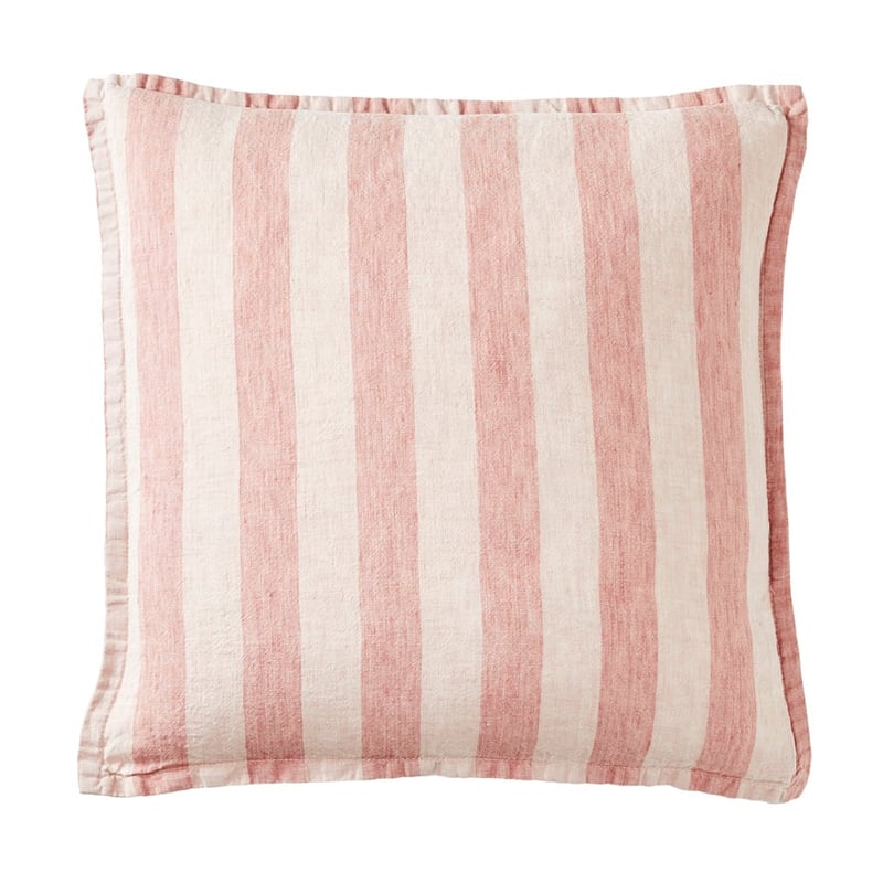 Belgian Dusty Rose & Nude Pink Stripe Vintage Washed Linen Cushion