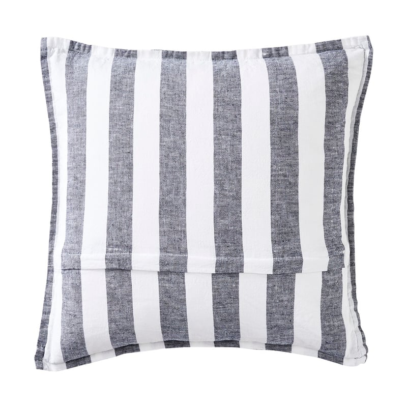 Belgian Navy & White Stripe Vintage Washed Linen Cushion