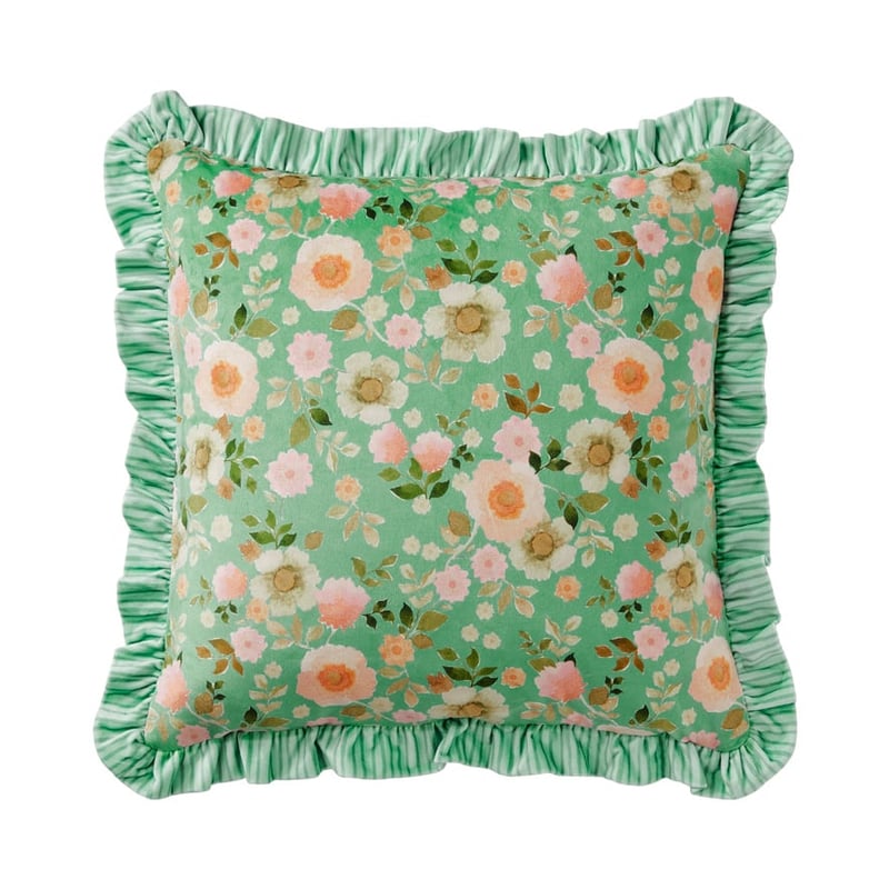 Harper Floral Green Ruffle Cushion