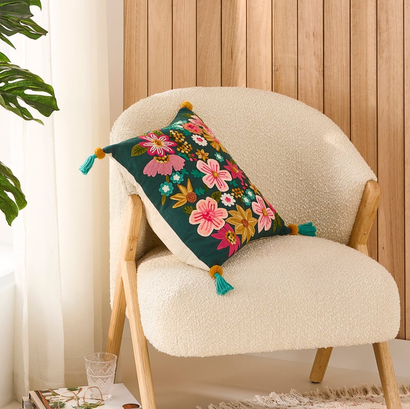 Ava Floral Teal & Pink Cushion