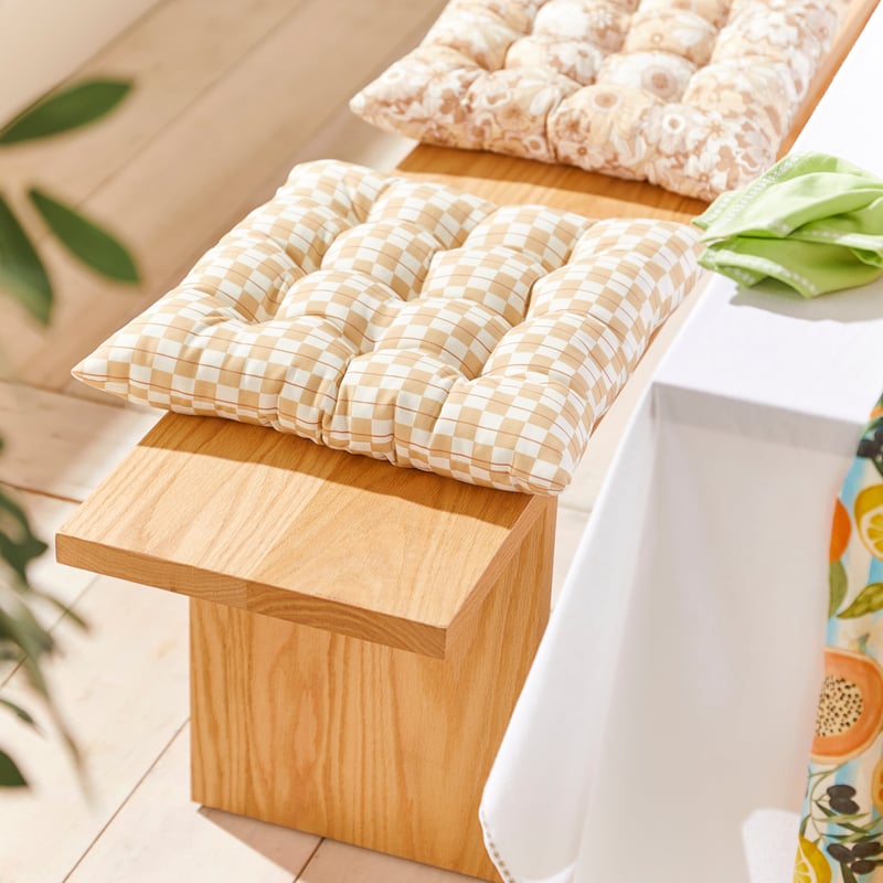 Outdoor Tan Checkerboard Chair Pad