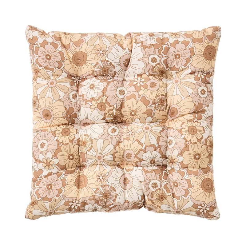 Outdoor Tan Retro Floral Chair Pad
