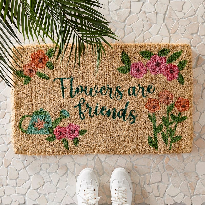 Coir Flowers Are Friends Doormat