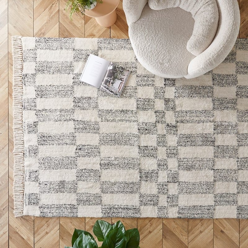 Flynn Black & Natural Check Rug