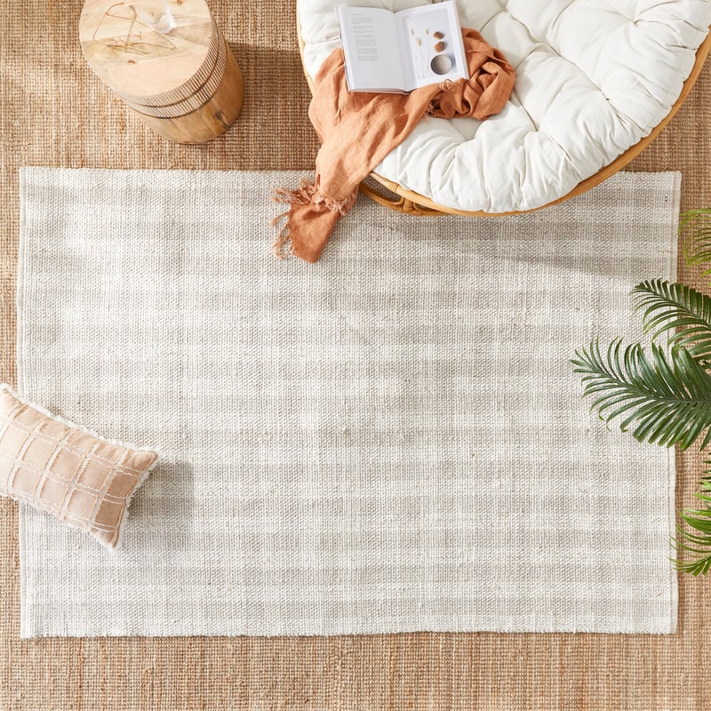 Romeo Ivory & Beige Check Rug