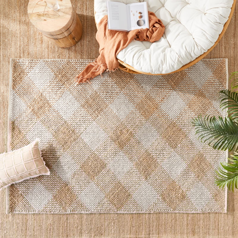 Enzo Natural & Jute Check Rug