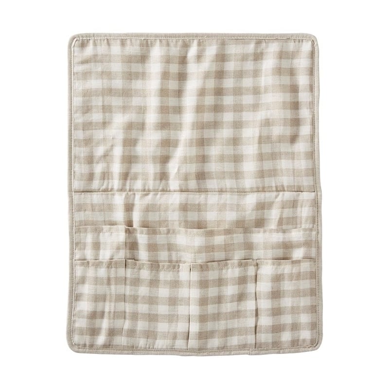 Vintage Washed Linen Check Bedside Organiser