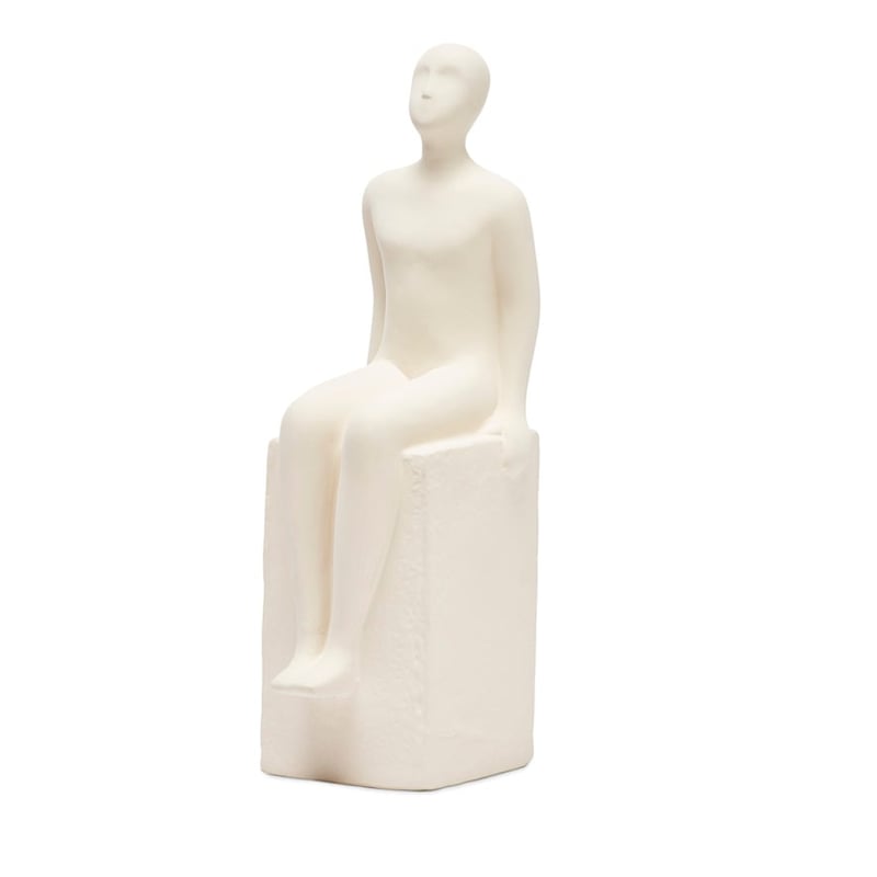 Modern Being White Gazing Statue