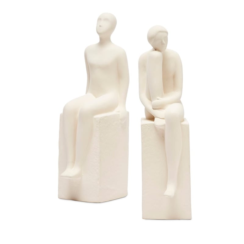 Modern Being White Gazing Statue