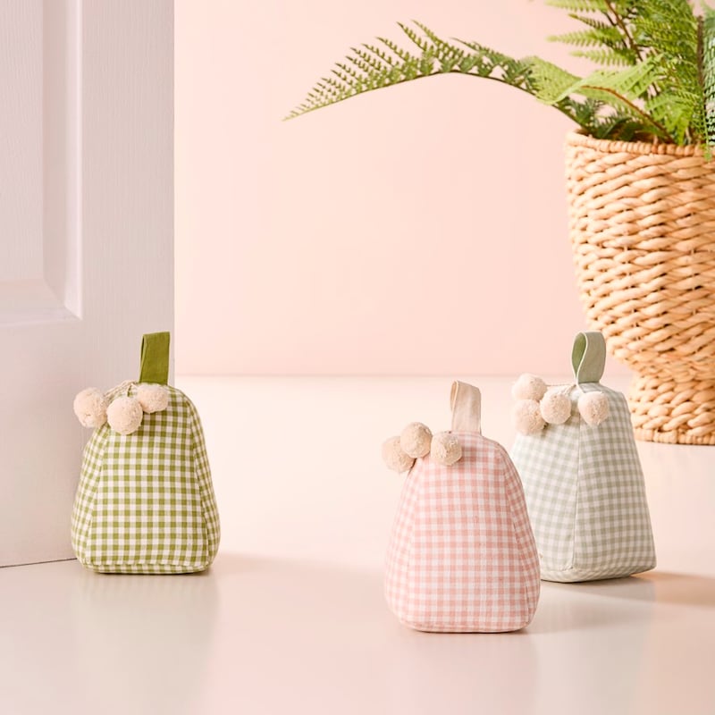 Pink Gingham Door Stop